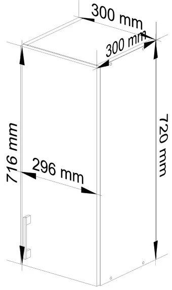 Horná kuchynská skrinka LIMA W30 D1 H720 biela / dub sonoma