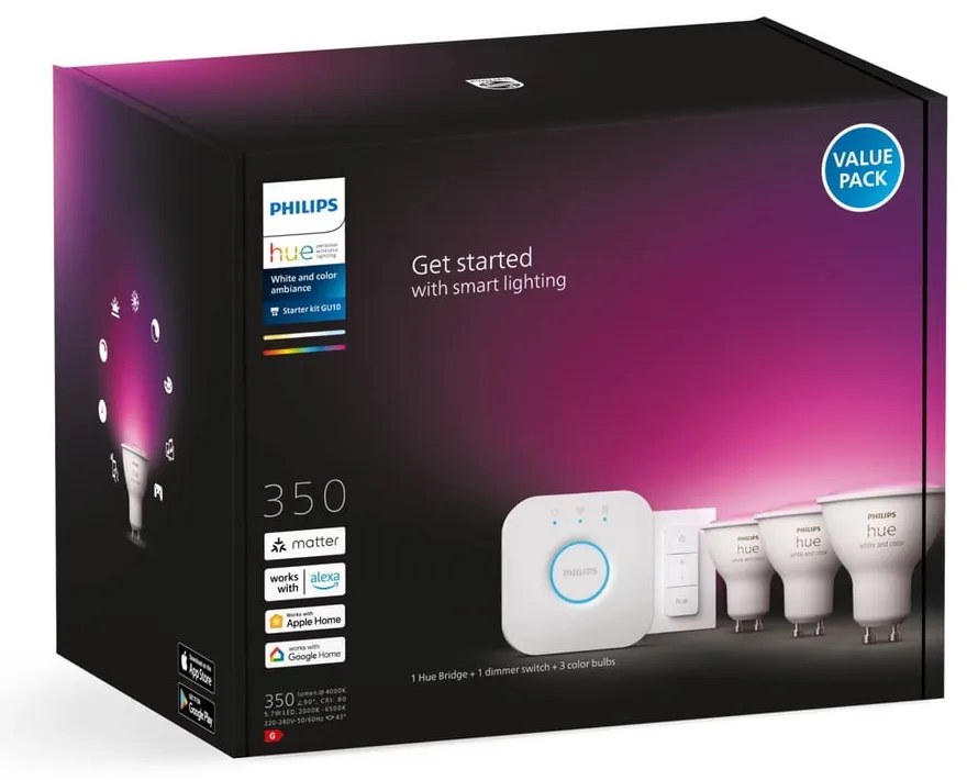 Inteligentný štartovací balíček 5 ks GU10, 6 W White and color ambiance – Philips Hue