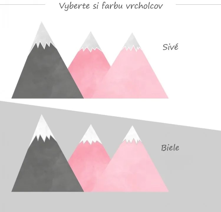 Nálepka na stenu - Hory a obláčiky, ružové