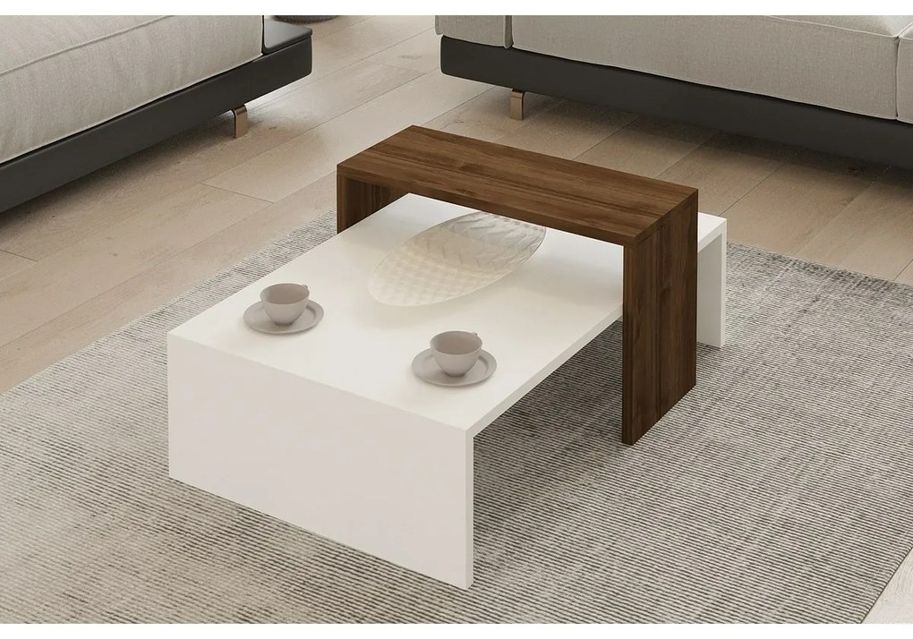 Konferenčný stolík Glow White and Walnut
