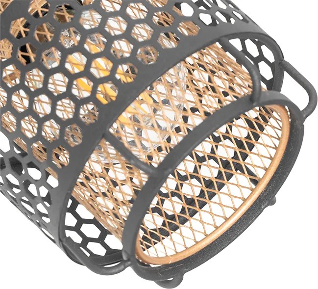 Dizajnové stropné svietidlo čierne so zlatom 2-svetlo - Noud