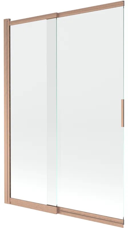 Mexen Fox, 2-krídlová posuvná vaňová zástena 120 × 150 cm, 5mm číre sklo, medený matný profil, 891-120-002-65-00