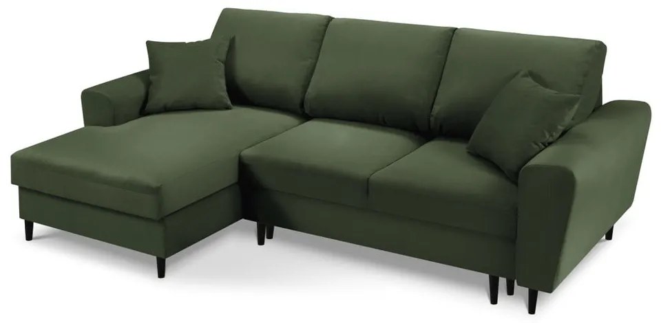 Zelená menčestrová rozkladacia/s úložným priestorom rohová pohovka (ľavý roh/s leňoškou) Kyoto – Cosmopolitan Design