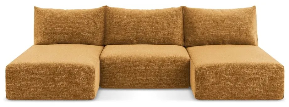 Oranžová rozkladacia/s úložným priestorom rohová pohovka Kalena – Makamii