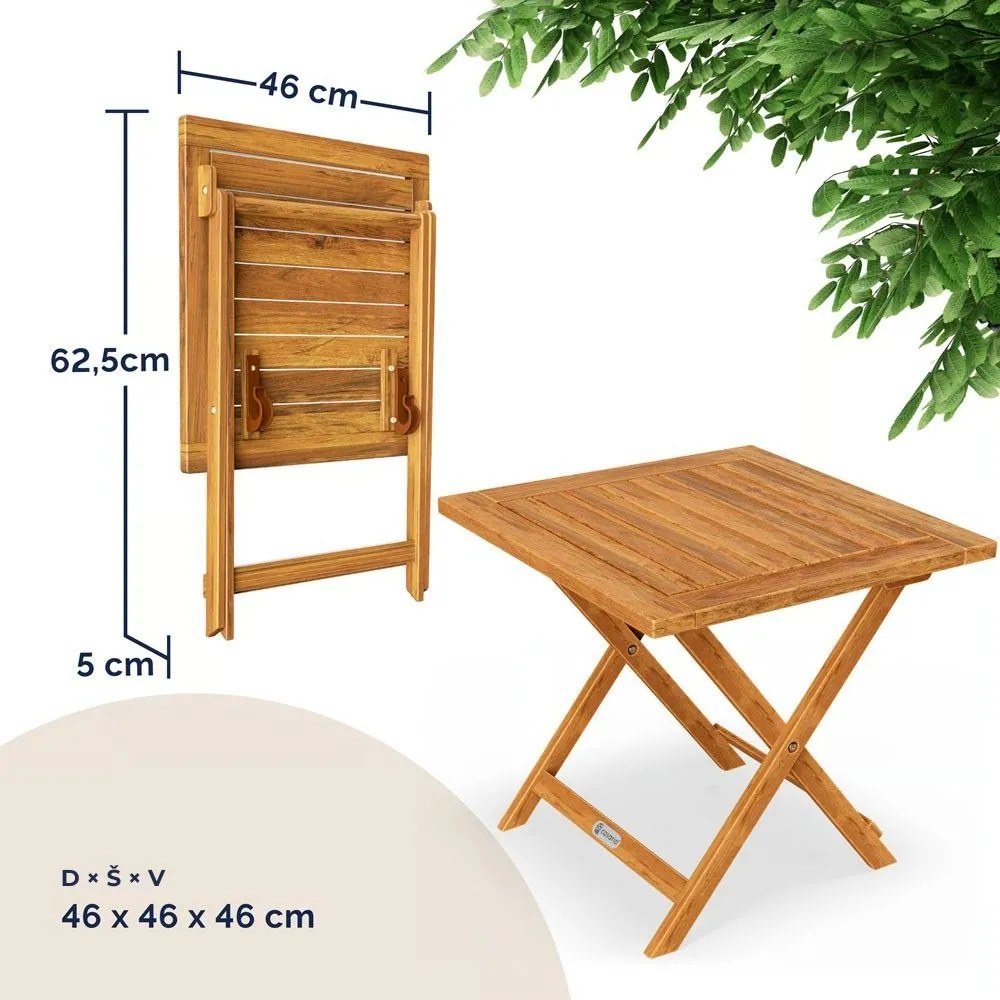 Odkladací stolík VITEK z akáciového dreva 46x46x46cm, hnedá Casaria