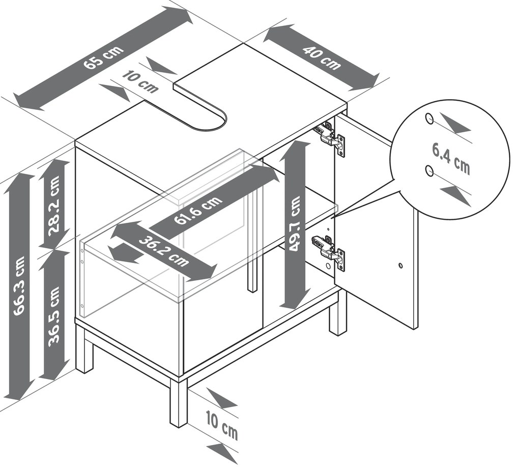 Skrinka pod umývadlo »Eklund«, antracitová