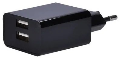 SOLIGHT USB nabíjací adaptér, 2x USB A 5V/3100mA, čierny