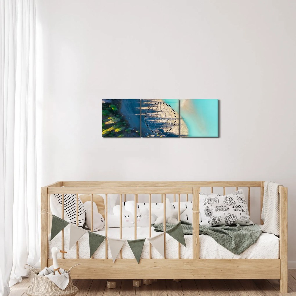 Obraz - Pohľad na jazero (s hodinami) (90x30 cm)