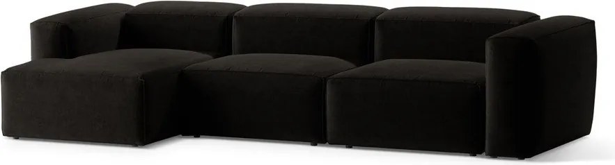 Čierna rohová pohovka (ľavý roh/s leňoškou) Bergamo – Cosmopolitan Design