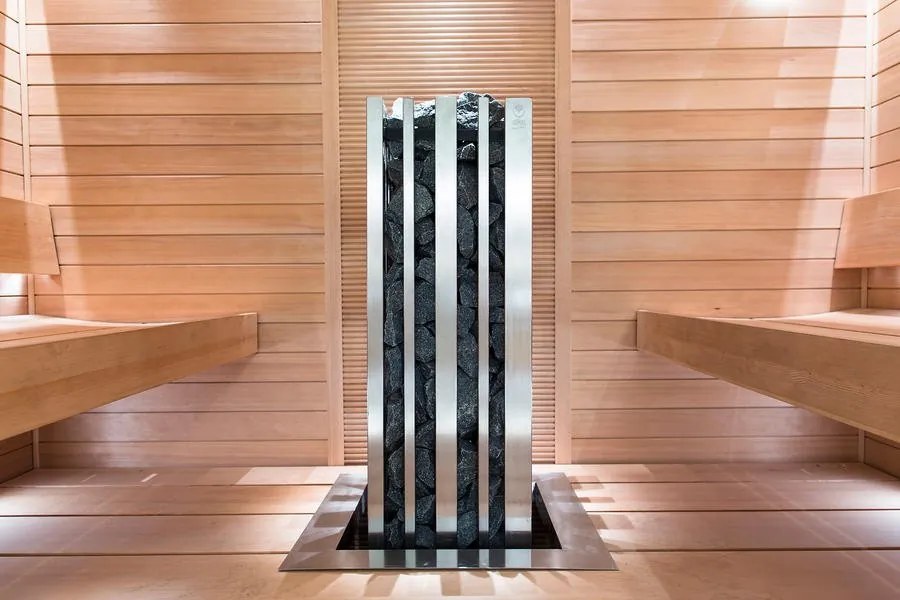 Saunová pec Monolith 6,9 kW - brúsená nehrdzavejúca oceľ, Výkon 5,7 kW
