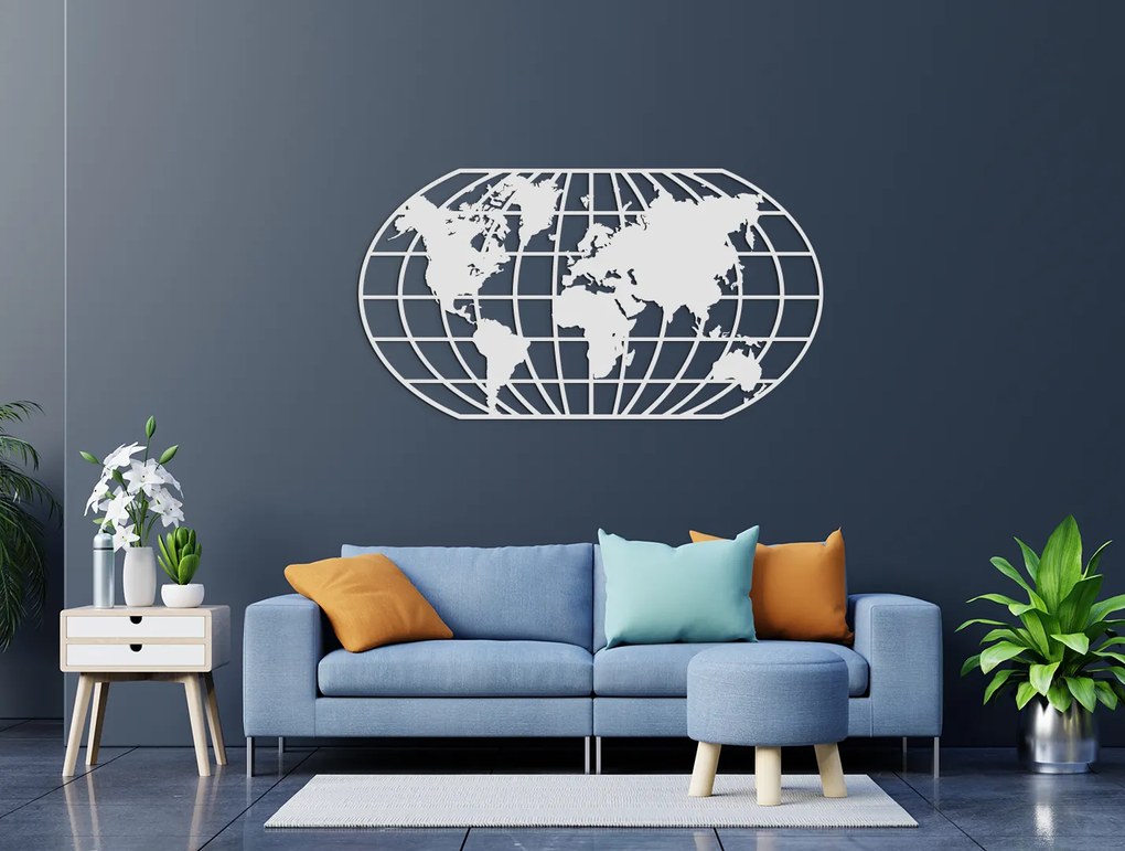 drevko Nástenná mapa sveta Rozmer obrazu: 35 x 65 cm, Farba dekorácie: Čierna