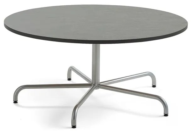 Stôl PLURAL, Ø1300x600 mm, linoleum - tmavošedá, strieborná