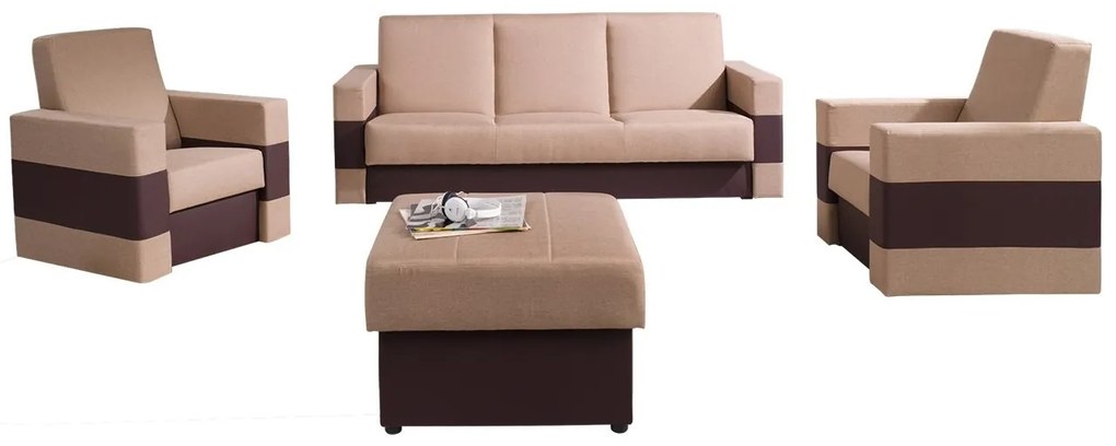 Sedacia súprava 3+1+1 s taburetom Deco, Dostupné poťahy: Soft 066 + Lux 02