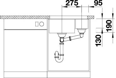 Blanco Subline 340/160-U, silgranitový drez pod pracovnú dosku 555x460x190 mm, drez vpravo, 1,5-komorový, jemná biela, BLA-527163