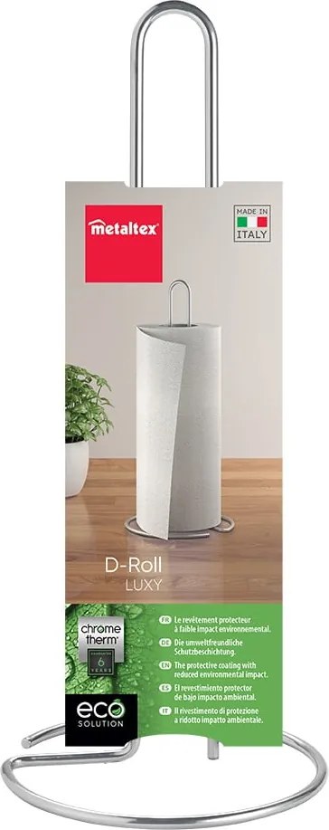 Oceľový stojan na papierové utierky v lesklo striebornej farbe ø 14 cm Luxy – Metaltex