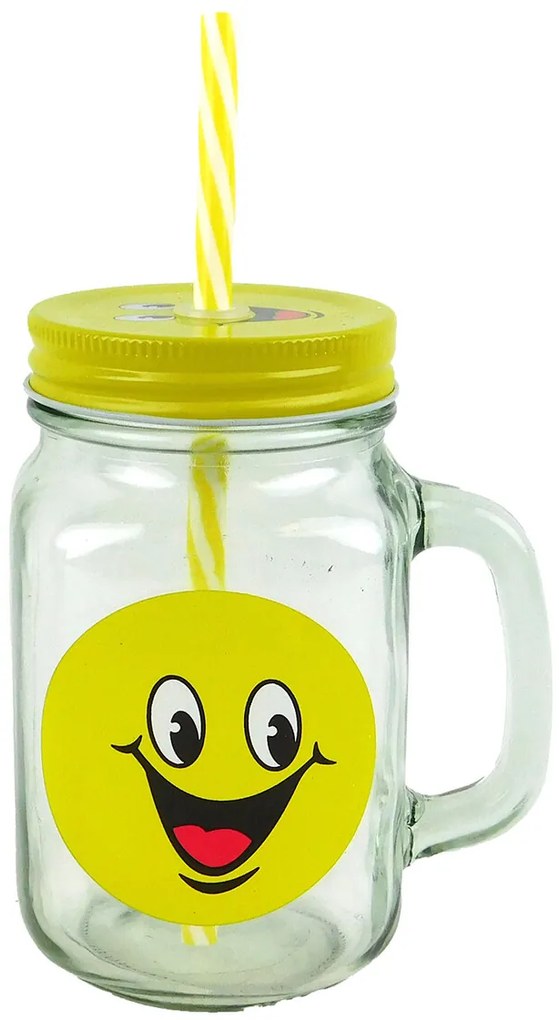 MAKRO - Pohár s viečkom a slamkou úsmev, 500ml