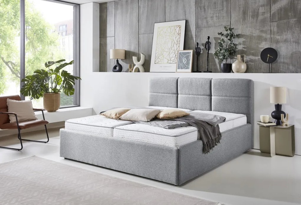 Posteľ Domango 180x200 cm, svetlo šedá látka