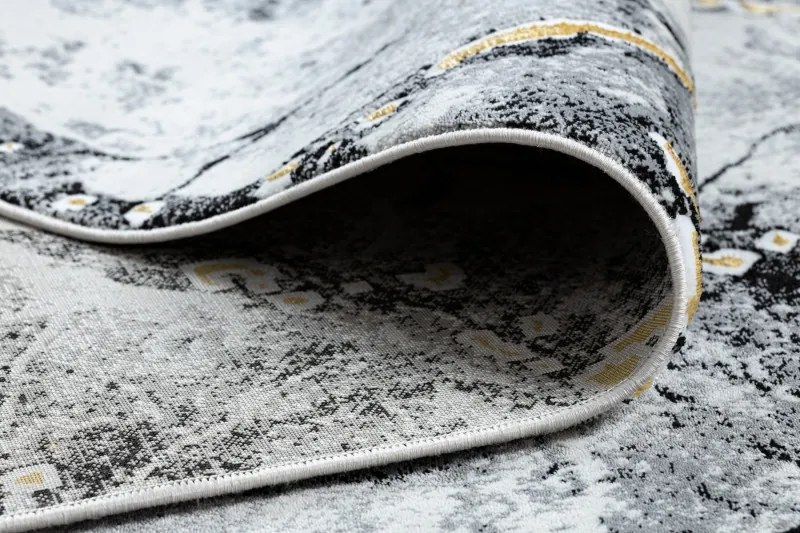 Dywany Łuszczów, Kusový koberec Gloss 528A 58 3D mramor ivory/black, 80x150, šedá, kancelária