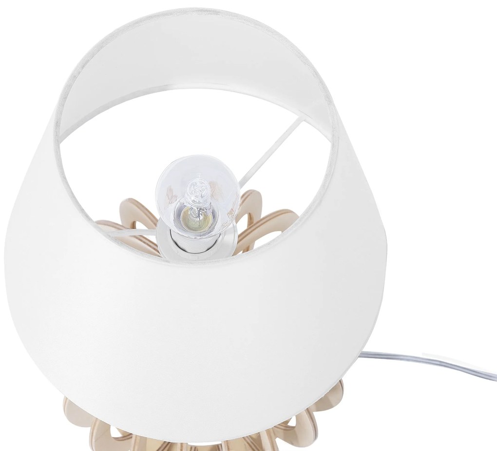 Drevená stolná lampa biela SAMO Beliani