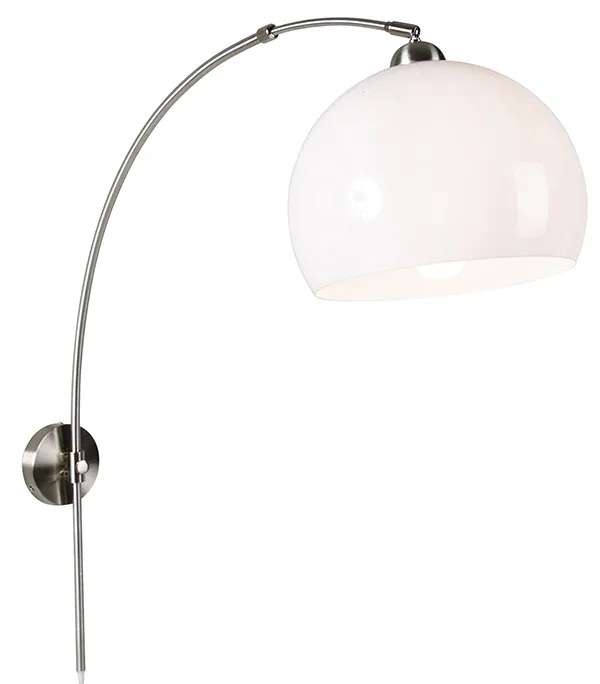 Inteligentná oblúková nástenná lampa oceľová s bielym tienidlom vrátane WiFi G125 - Bow