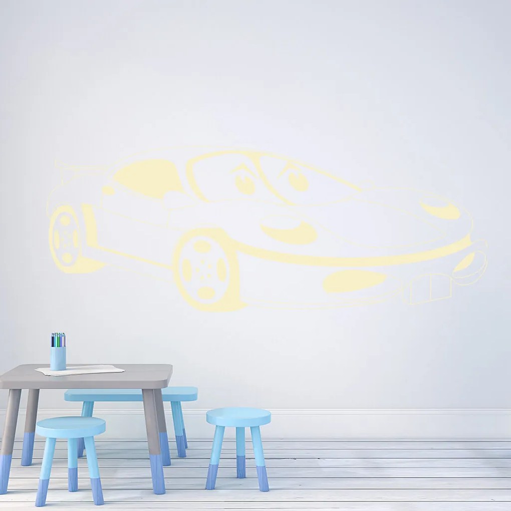 Veselá Stena Samolepka Detské autíčko Porsche Farba: hnědá, Veľkosť: 100 x 44 cm
