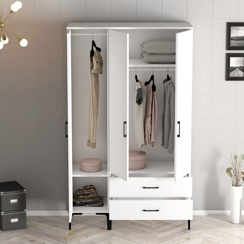 Šatníková skriňa Kiara RT (biela). Akcia -15%. Vlastná spoľahlivá doprava až k Vám domov. 1088485