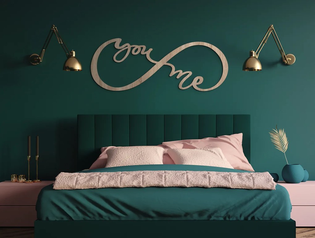 drevko Symbol Nekonečná láska s nápisom You & Me Rozmer obrazu: 17 x 44,5 cm, Farba dekorácie: Čierna