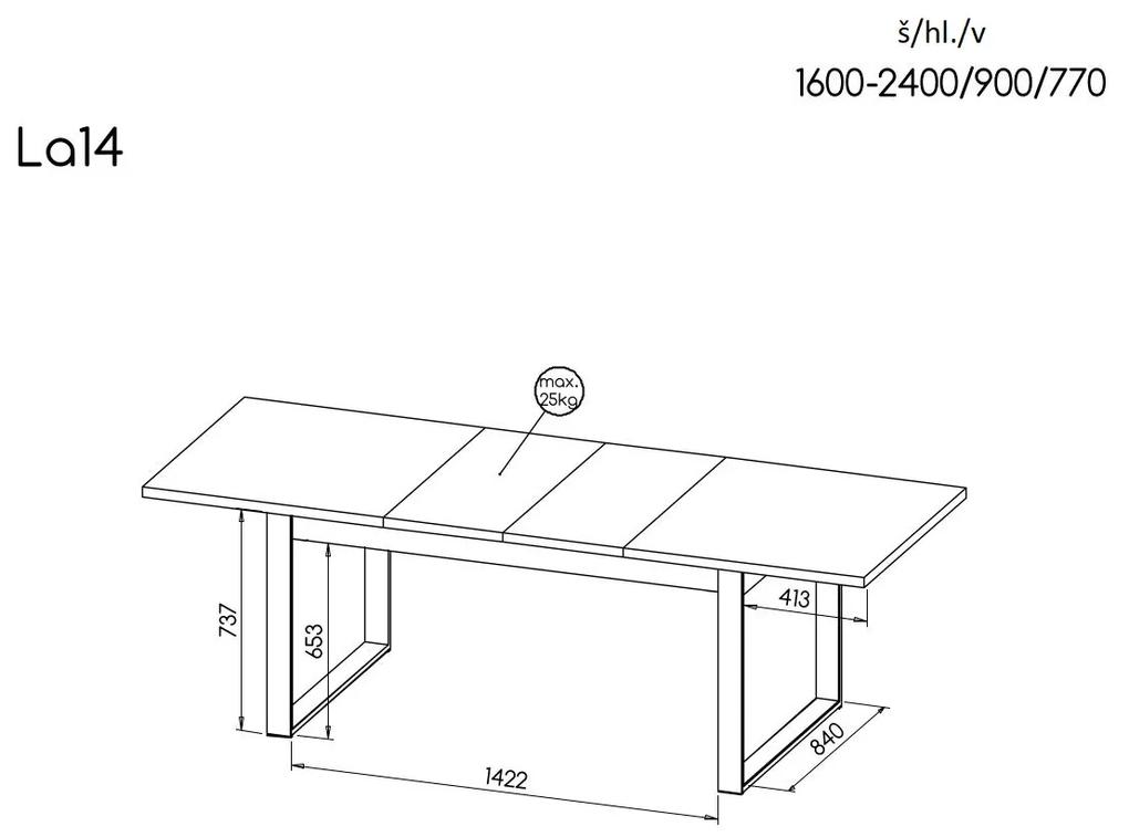 Písací stôl typ LA14 Laticia (matná čierna + dub wotan). Vlastná spoľahlivá doprava až k Vám domov. 1040640