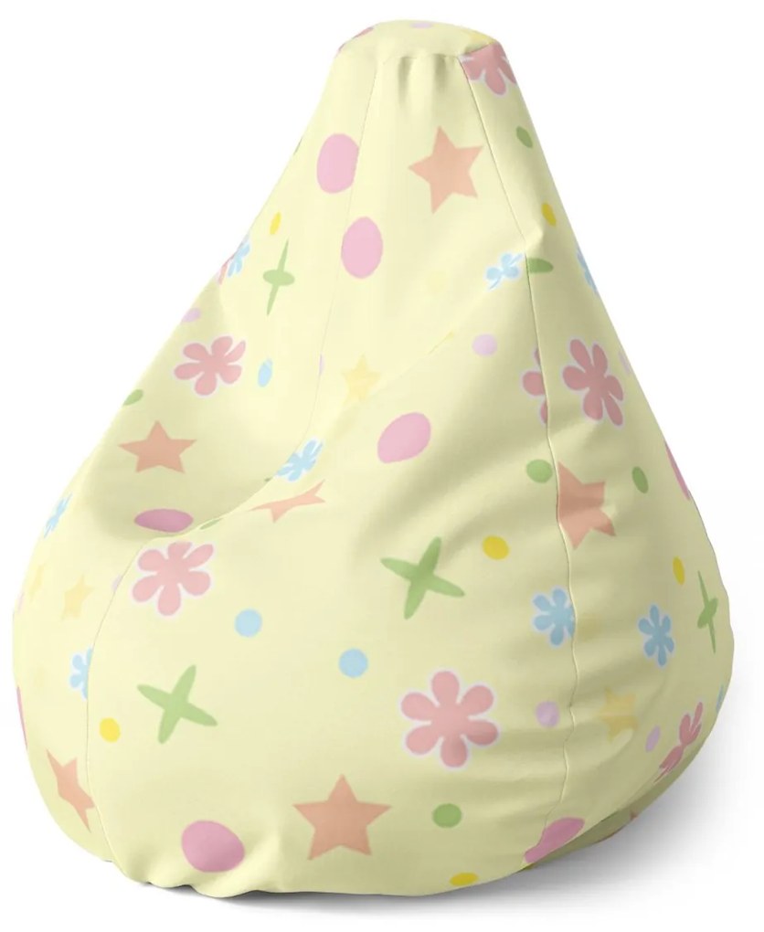 Sablio Sedací vak Pear Hviezdy, kvety a bodky - 140 x 100 x 25 cm