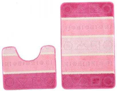 Sada kúpeľňových koberčekov MULTI B5015 FIGURY ružový