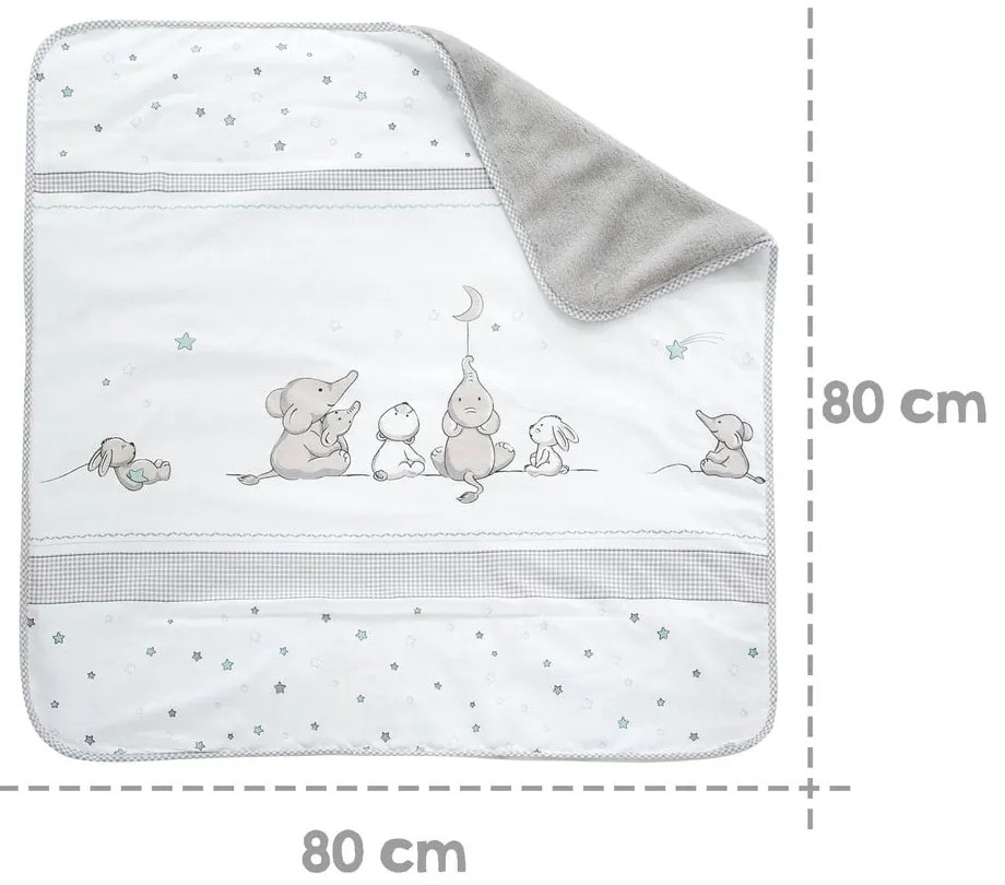 Biela/sivá detská deka z mikroplyšu 80x80 cm Sternenzauber – Roba