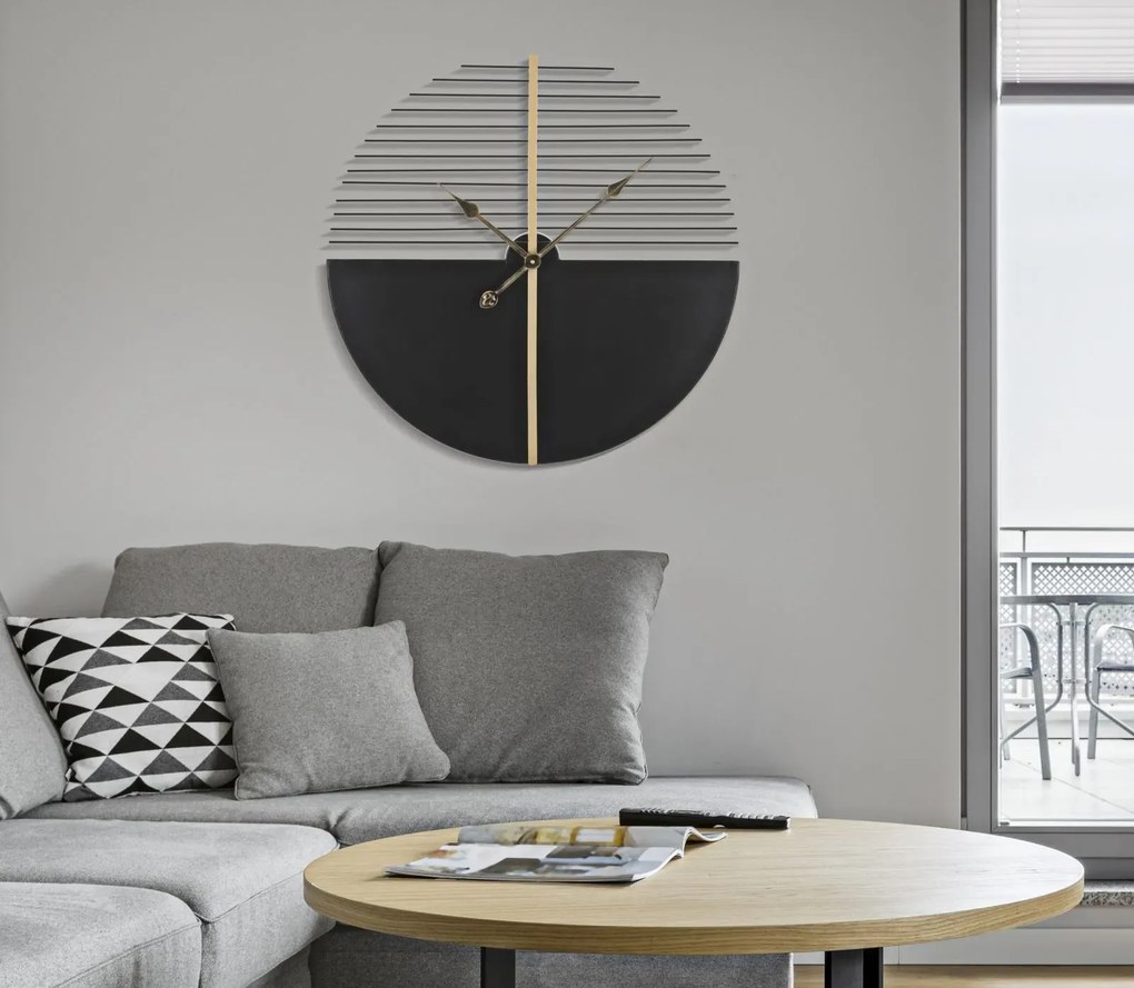 Kovové nástenné hodiny Stick 60 cm čierne/zlaté