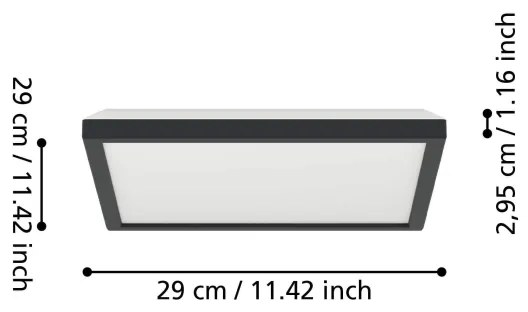 Eglo 901442-LED Kúpeľňové stropné svietidlo ROVITO 13,4W/230V 29x29cm IP44 čierna
