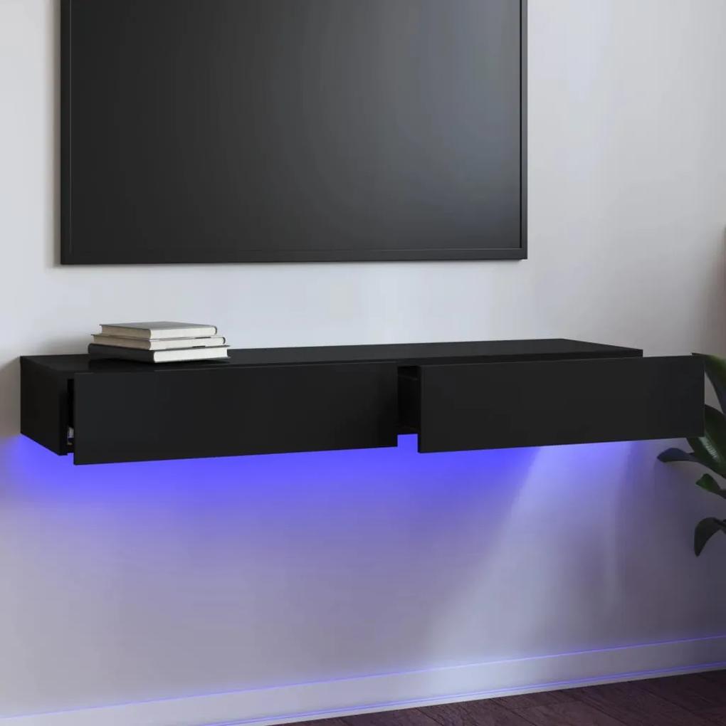 TV skrinka s LED svetlami lesklá čierna 120x35x15,5 cm 832870