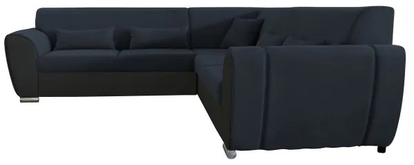 Rozkladacia rohová sedacia súprava do tvaru L VISEU, pravé prevedenie, antracit/čierna