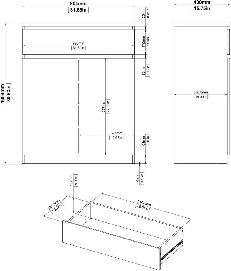 Komoda Jednoduchá 234 80 cm čierny mat
