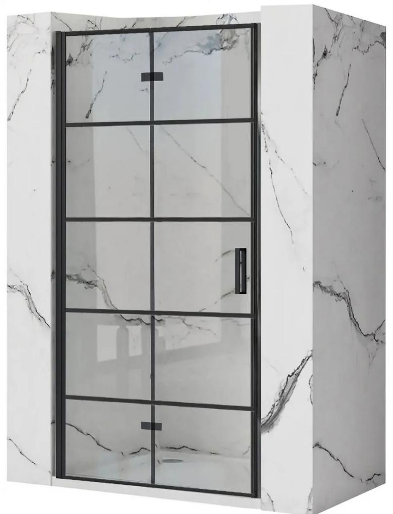 Rea Molier, skladacie sprchové dvere 80x190cm, 6mm číre sklo, čierny profil, REA-K8537