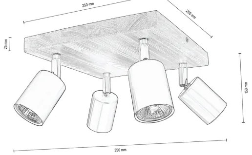 Spot-Light DO2910456 - Stropné bodové svietidlo MANARA 4xGU10/5W/230V borovica