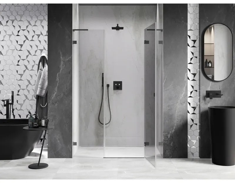 Mexen Lunar L, pravé otočné sprchové dvere 135 cm, 8mm číre sklo, grafitový profil, 834SL-135-050-95-00-P