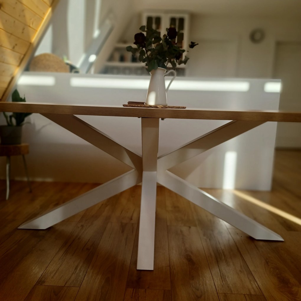 Jedálenský stôl ŠARLOTA Druh dreva: Dub, Farba podnože: biela