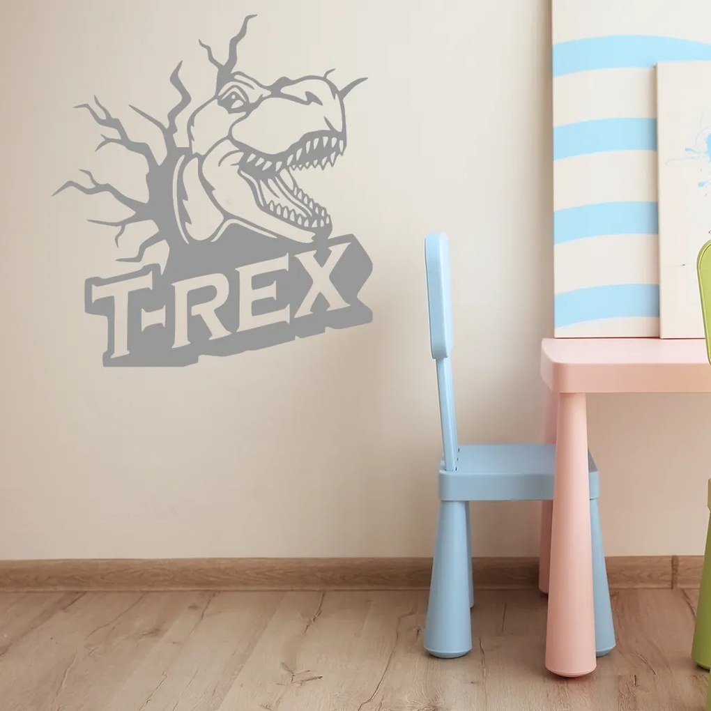 Veselá Stena Samolepka Dinosaurus T-REX Farba: fialová, Veľkosť: 40 x 43 cm