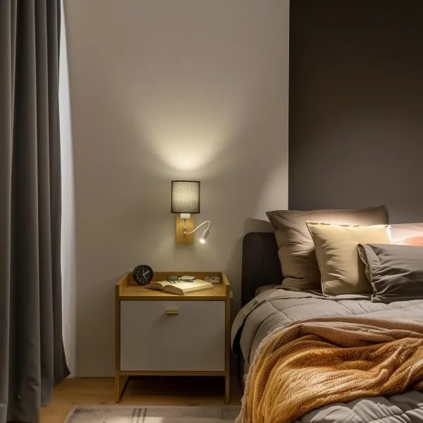 Brilagi - LED Nástenná lampa NUBILA WOOD 1xE27/25W/230V + LED/3W dub/čierna