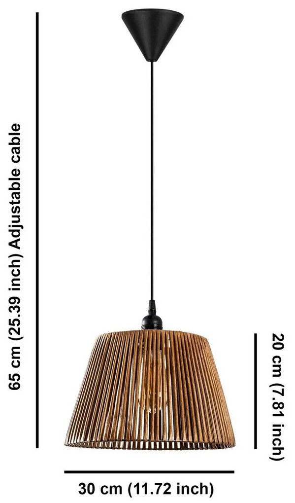 Závesný lustr Cone - Natural, čierna