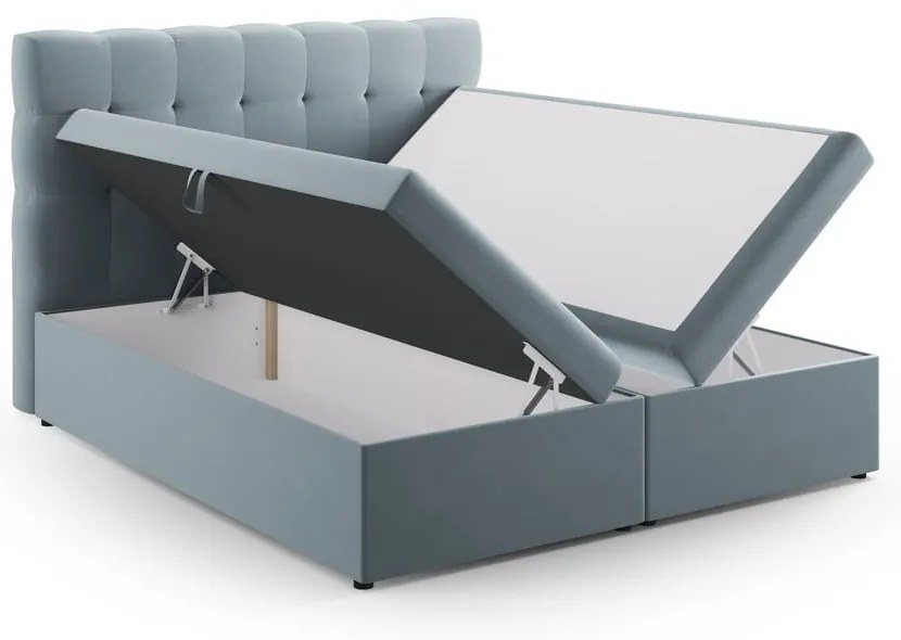 Svetlomodrá boxspring posteľ s úložným priestorom 160x200 cm Bali – Cosmopolitan Design