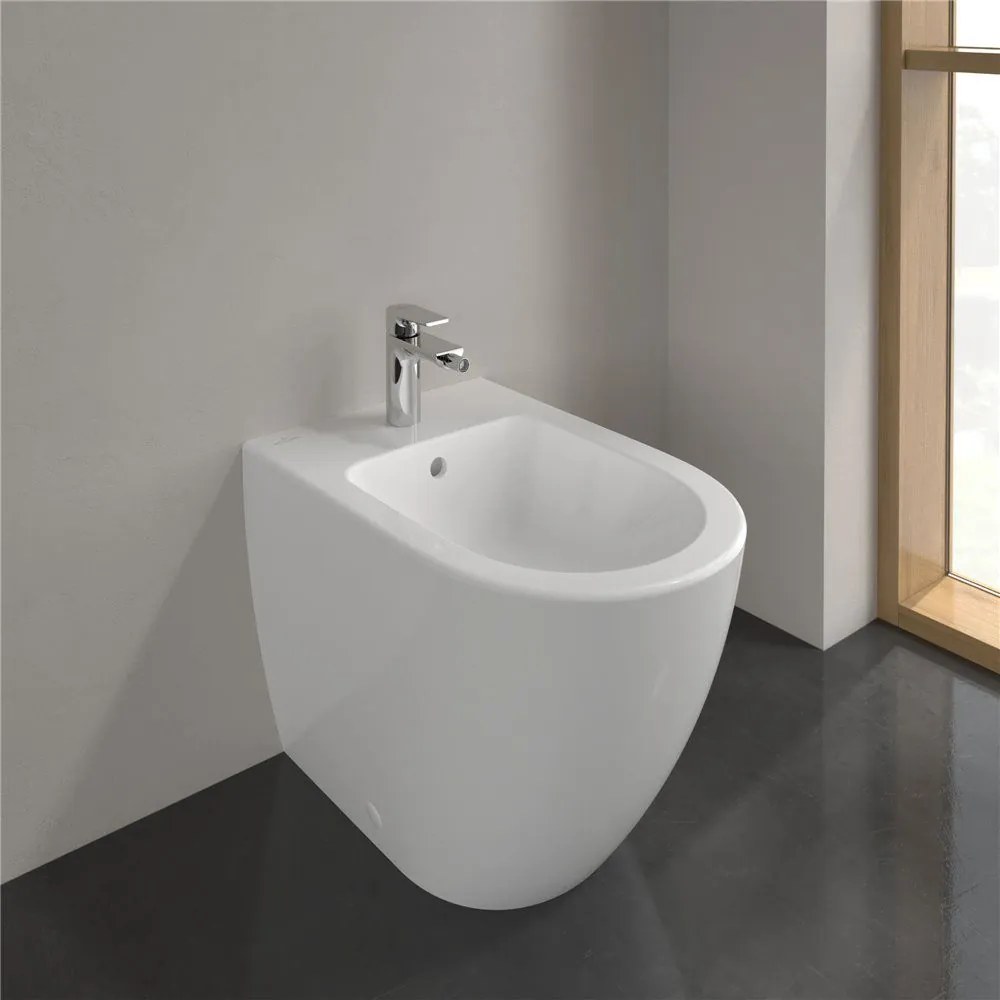 VILLEROY &amp; BOCH Subway 2.0 samostatne stojací bidet s otvorom, s prepadom, 370 x 560 mm, biela alpská, s povrchom CeramicPlus, 540100R1