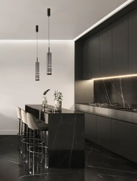 LED čierno-šedý moderný luster Bento 39