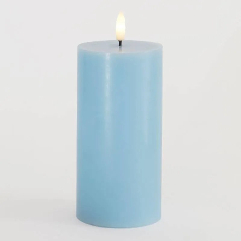 SIRIUS LED vosková sviečka Sille, svetlomodrá, 7,5 x 15 cm