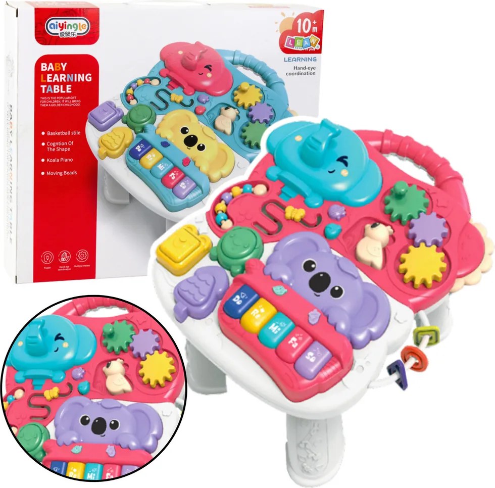 LEAN Toys Vzdelávací interaktívny hudobný stôl Sensory Pink