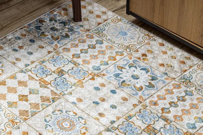 Protišmykový koberec / behúň ANDRE 53010 béžový / modrý