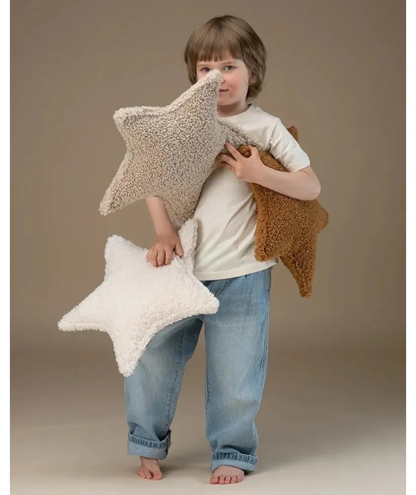 Krémový detský pohovkový vankúš z textílie buklé Star – Wigiwama